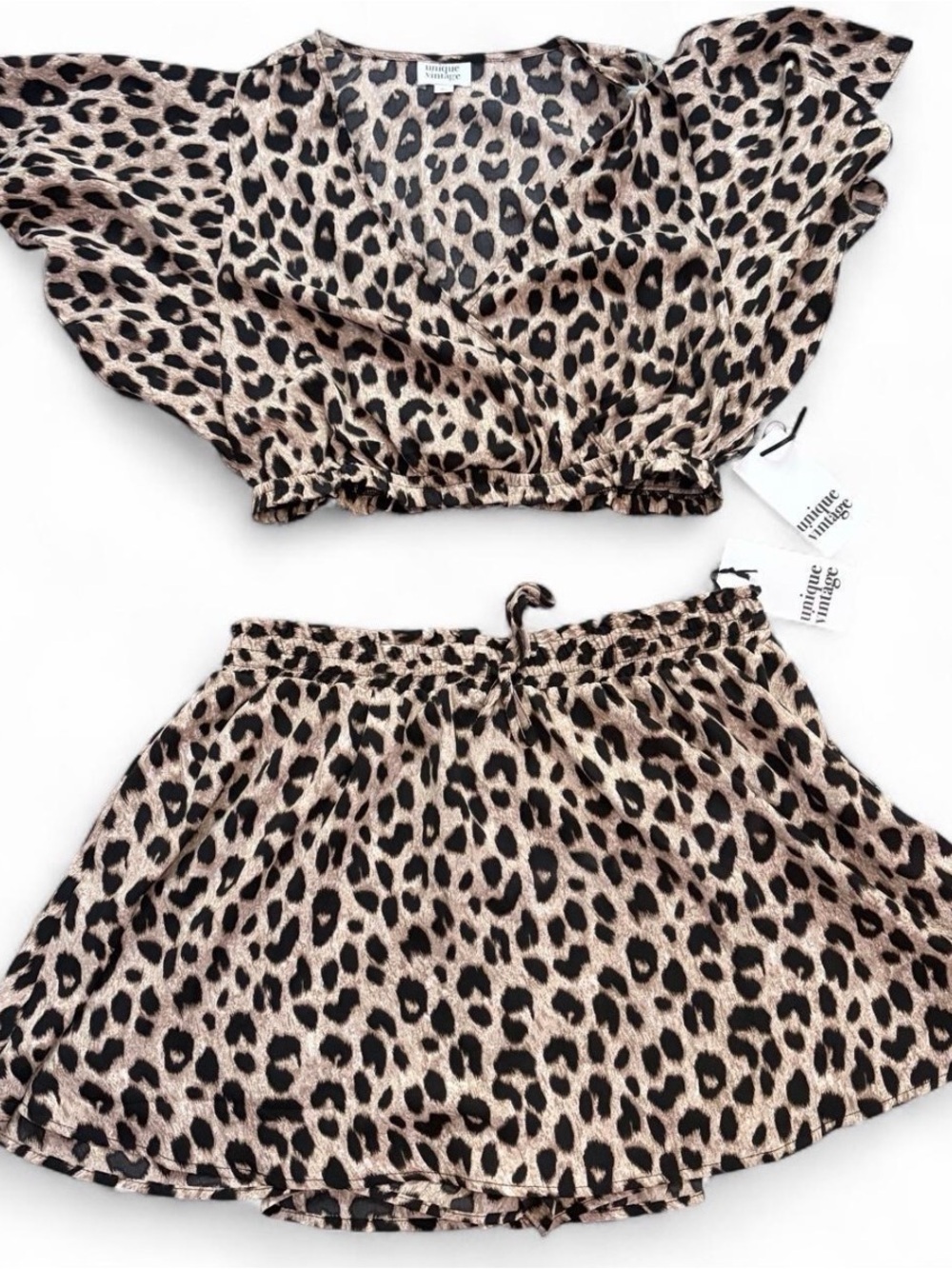 UNIQUE VINTAGE Leopard Print Two-Piece Set - Beige & Black